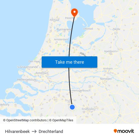 Hilvarenbeek to Drechterland map