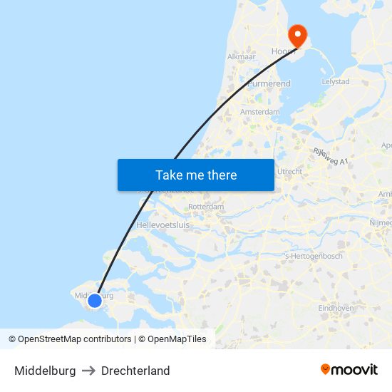 Middelburg to Drechterland map