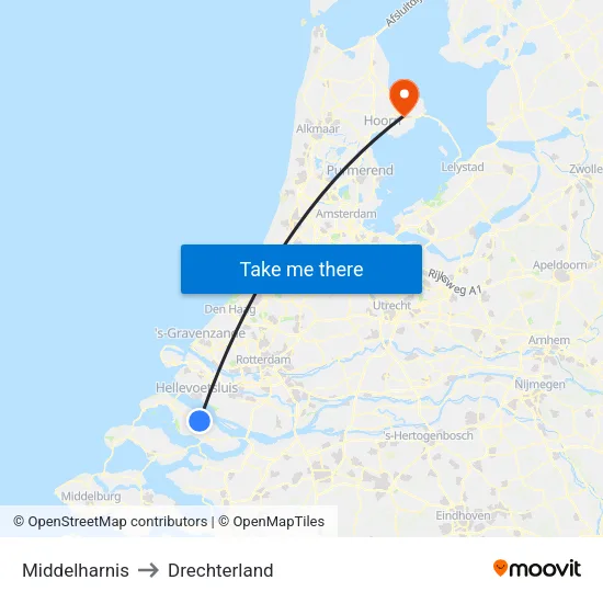 Middelharnis to Drechterland map
