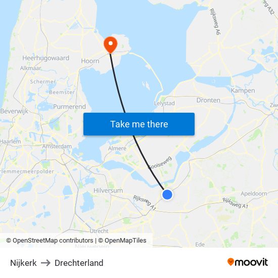 Nijkerk to Drechterland map