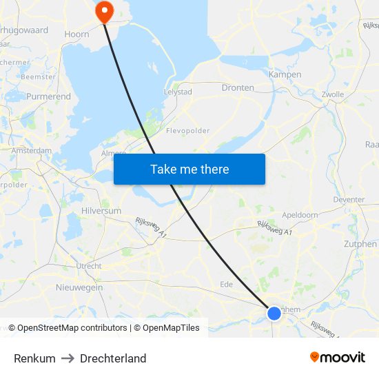 Renkum to Drechterland map