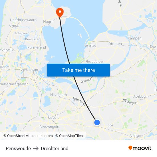 Renswoude to Drechterland map