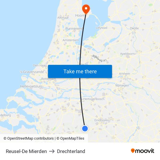 Reusel-De Mierden to Drechterland map