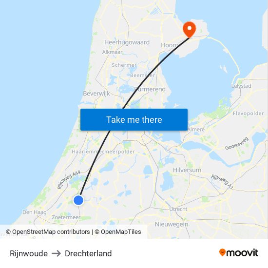 Rijnwoude to Drechterland map