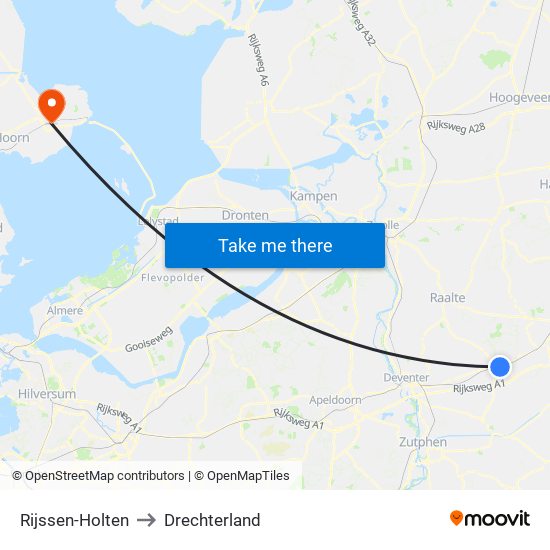 Rijssen-Holten to Drechterland map