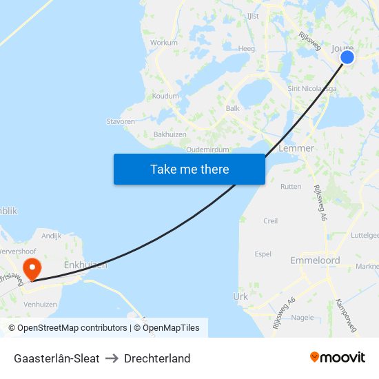 Gaasterlân-Sleat to Drechterland map