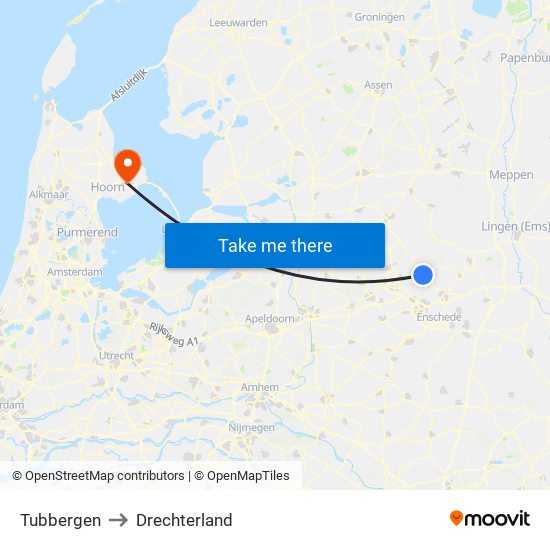 Tubbergen to Drechterland map