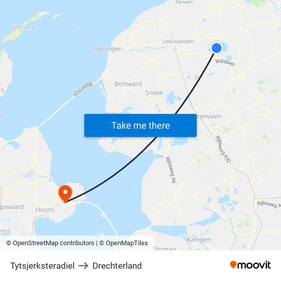 Tytsjerksteradiel to Drechterland map