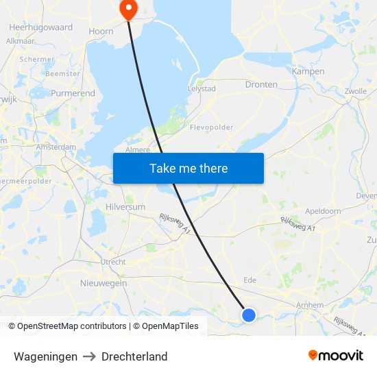 Wageningen to Drechterland map