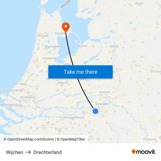 Wijchen to Drechterland map
