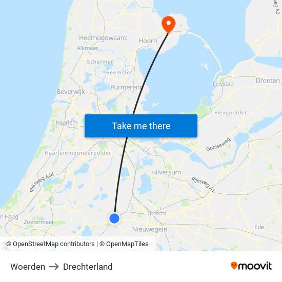 Woerden to Drechterland map