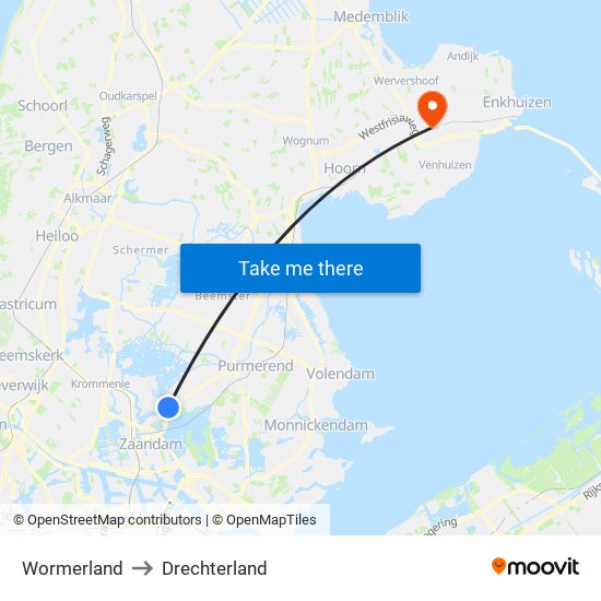 Wormerland to Drechterland map