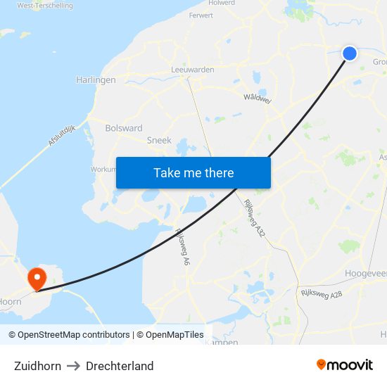 Zuidhorn to Drechterland map