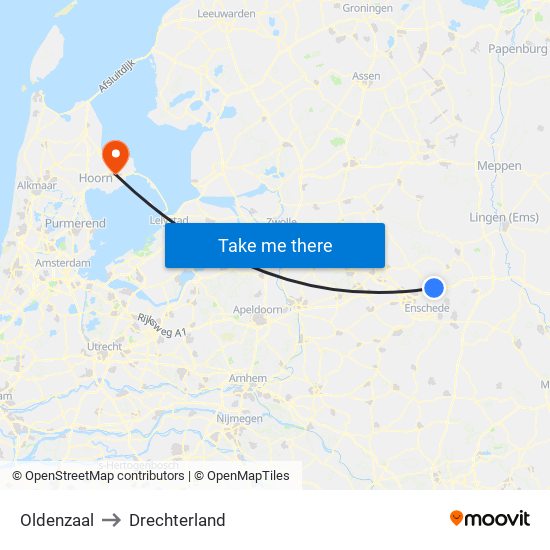 Oldenzaal to Drechterland map