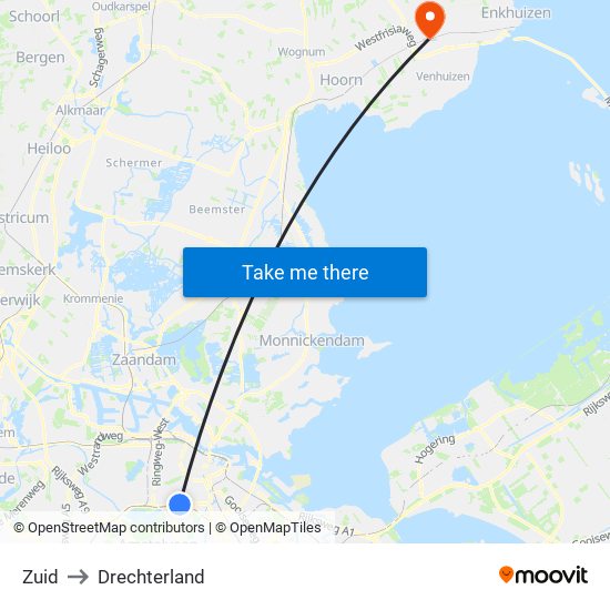 Zuid to Drechterland map