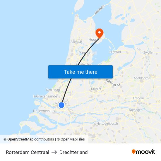 Rotterdam Centraal to Drechterland map
