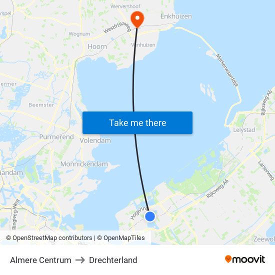 Almere Centrum to Drechterland map