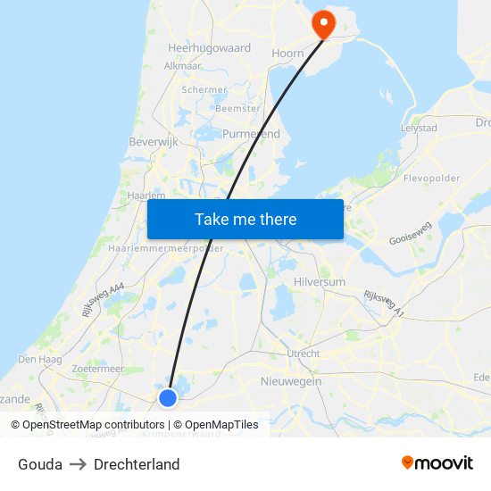 Gouda to Drechterland map