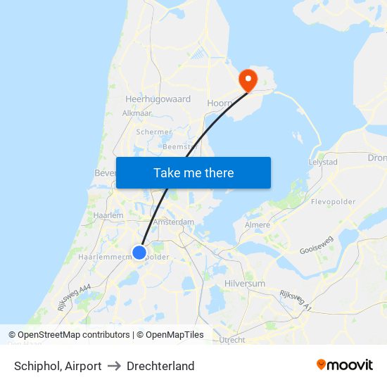 Schiphol, Airport to Drechterland map