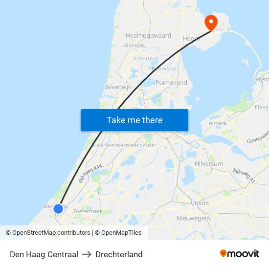 Den Haag Centraal to Drechterland map