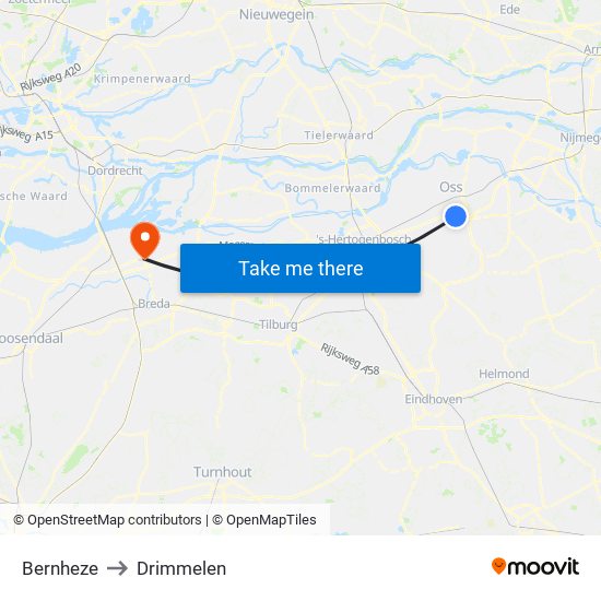 Bernheze to Drimmelen map