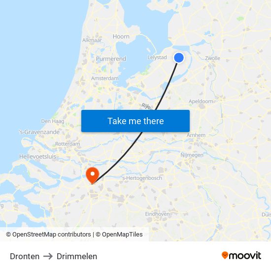 Dronten to Drimmelen map