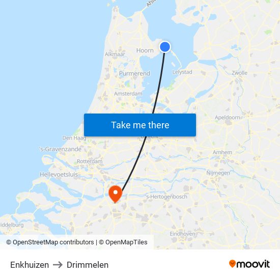 Enkhuizen to Drimmelen map