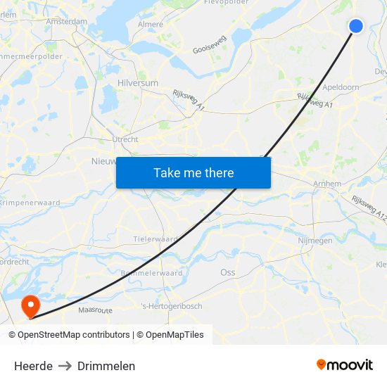 Heerde to Drimmelen map