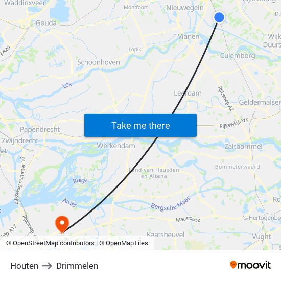 Houten to Drimmelen map