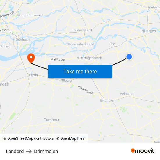 Landerd to Drimmelen map