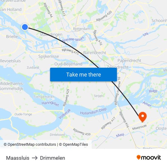 Maassluis to Drimmelen map