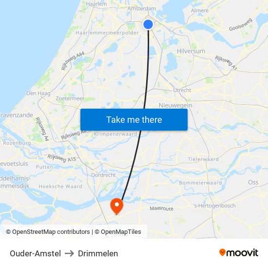 Ouder-Amstel to Drimmelen map