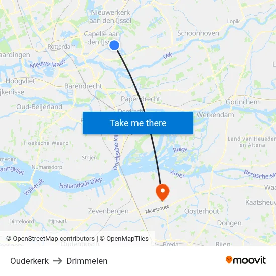 Ouderkerk to Drimmelen map