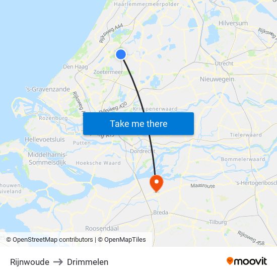 Rijnwoude to Drimmelen map