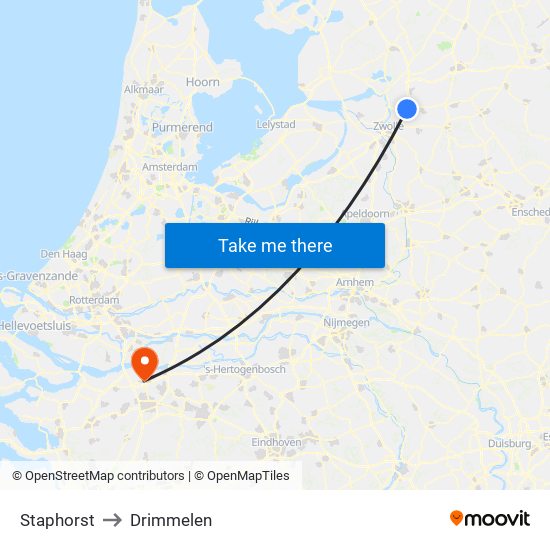 Staphorst to Drimmelen map