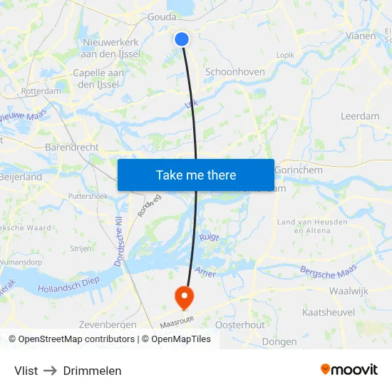 Vlist to Drimmelen map