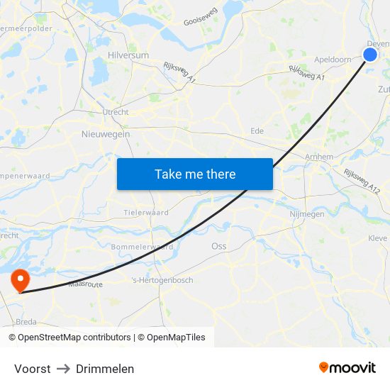 Voorst to Drimmelen map