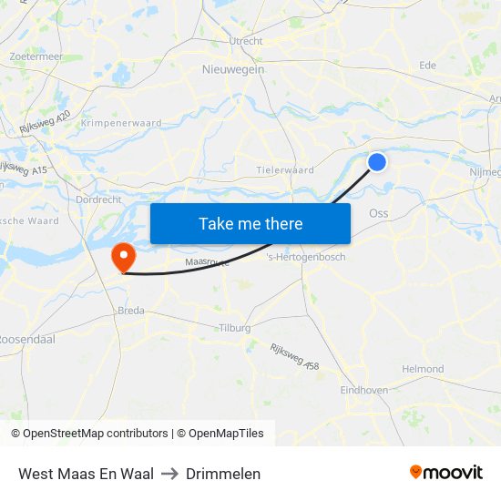 West Maas En Waal to Drimmelen map