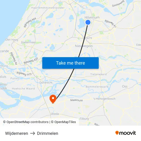 Wijdemeren to Drimmelen map