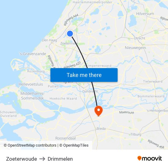 Zoeterwoude to Drimmelen map