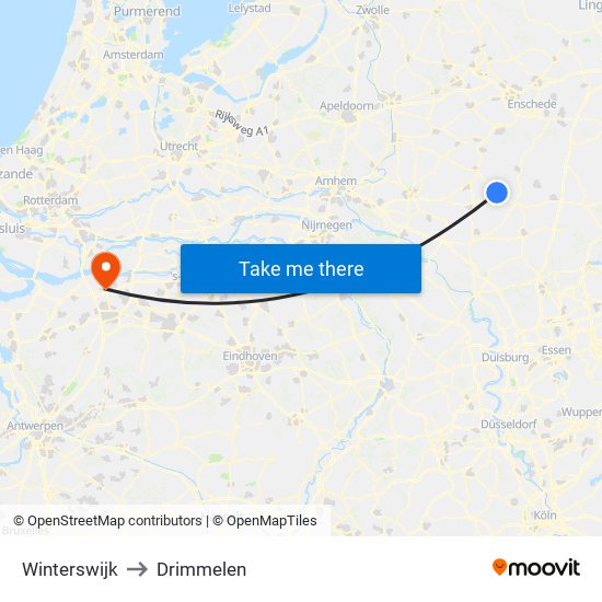 Winterswijk to Drimmelen map