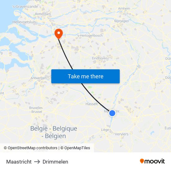 Maastricht to Drimmelen map