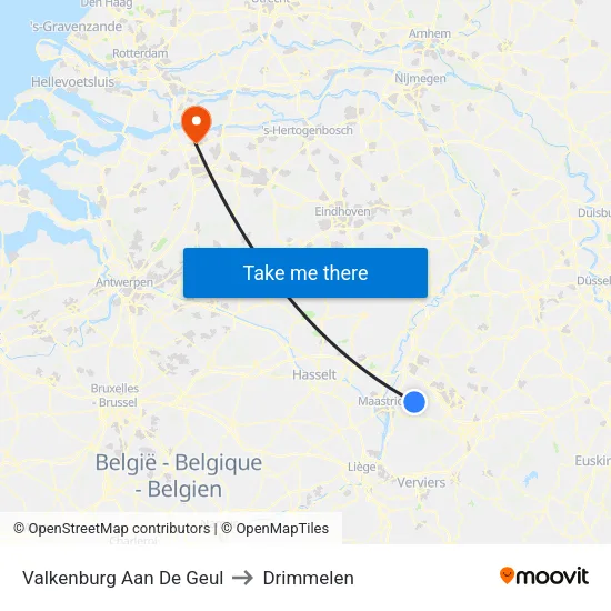 Valkenburg Aan De Geul to Drimmelen map