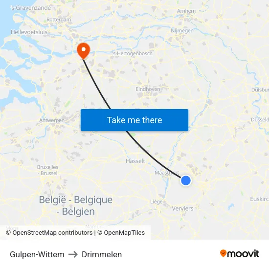 Gulpen-Wittem to Drimmelen map