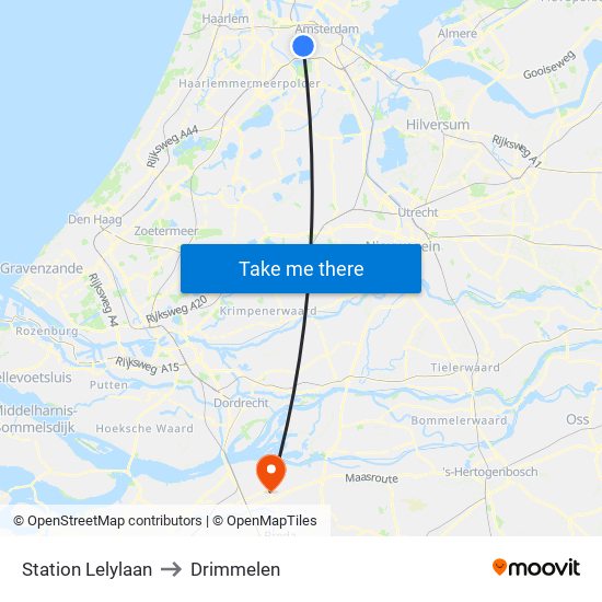 Station Lelylaan to Drimmelen map