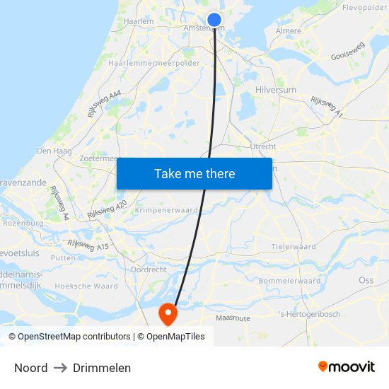 Noord to Drimmelen map