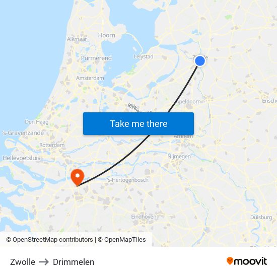 Zwolle to Drimmelen map