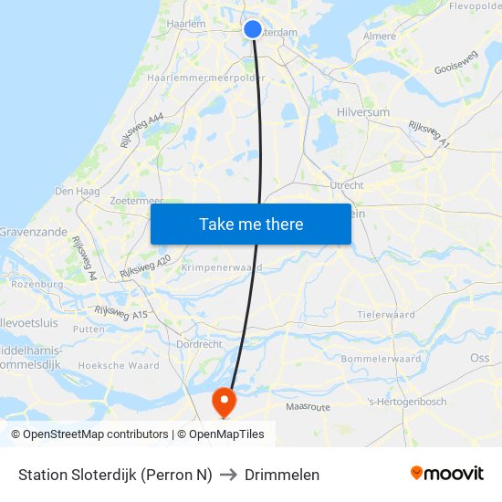 Station Sloterdijk (Perron N) to Drimmelen map