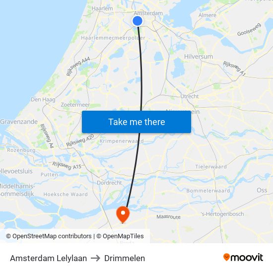 Amsterdam Lelylaan to Drimmelen map