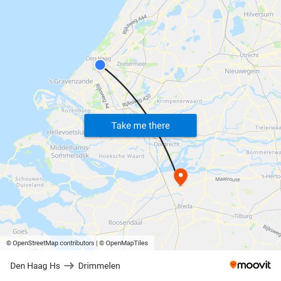Den Haag Hs to Drimmelen map